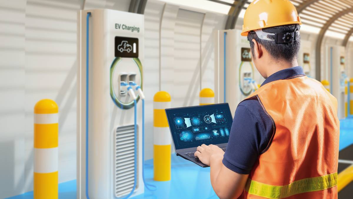 Electrician Installing EV charger